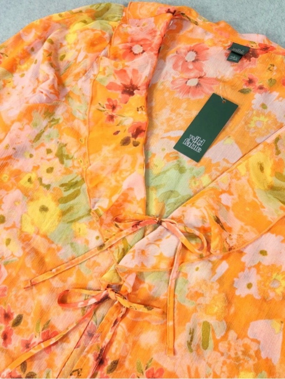 ๐ Wild Fable Orange Floral Ruffle Cover-Up XL ๐ - Picture 9 of 14